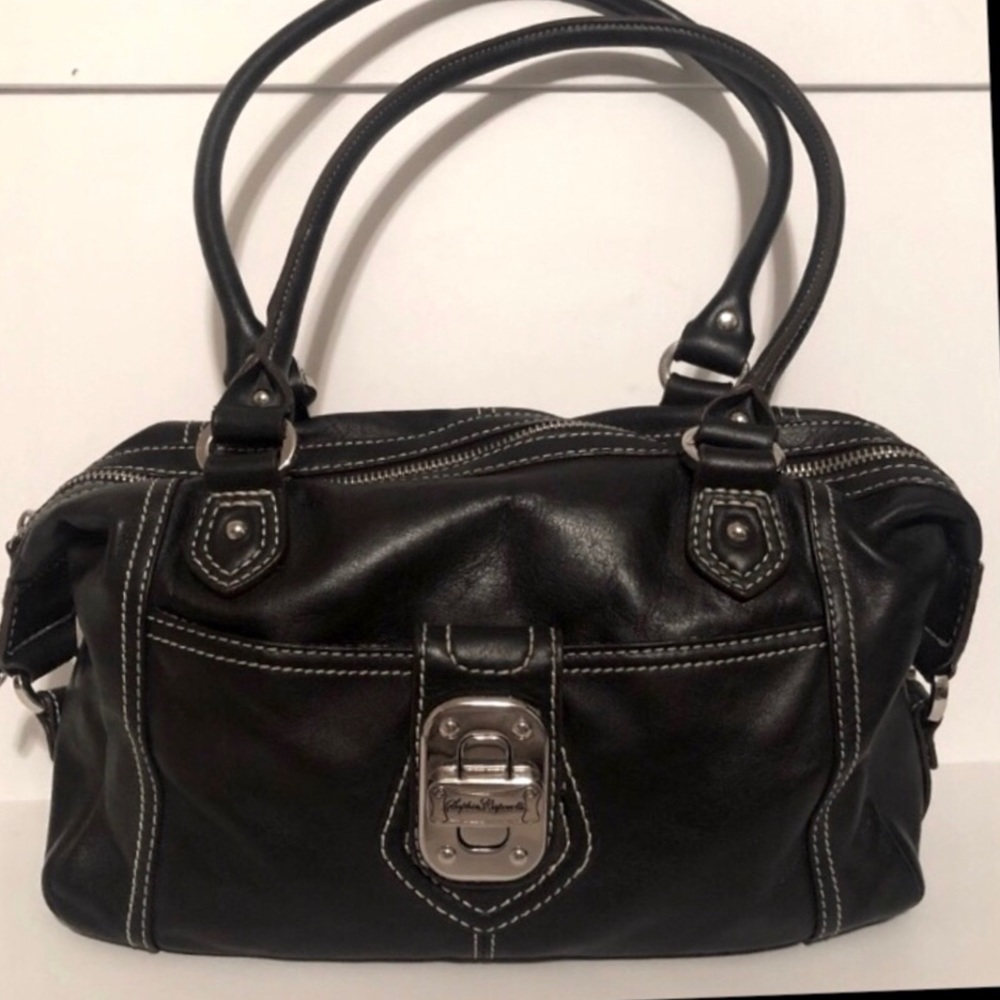 EUC SOPHIA CAPERELLI BLACK LEATHER SATCHEL BAG